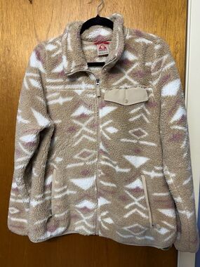 Gerry Weber Cream, Tan & Pale Pink Patterned Fleece Zip Jacket